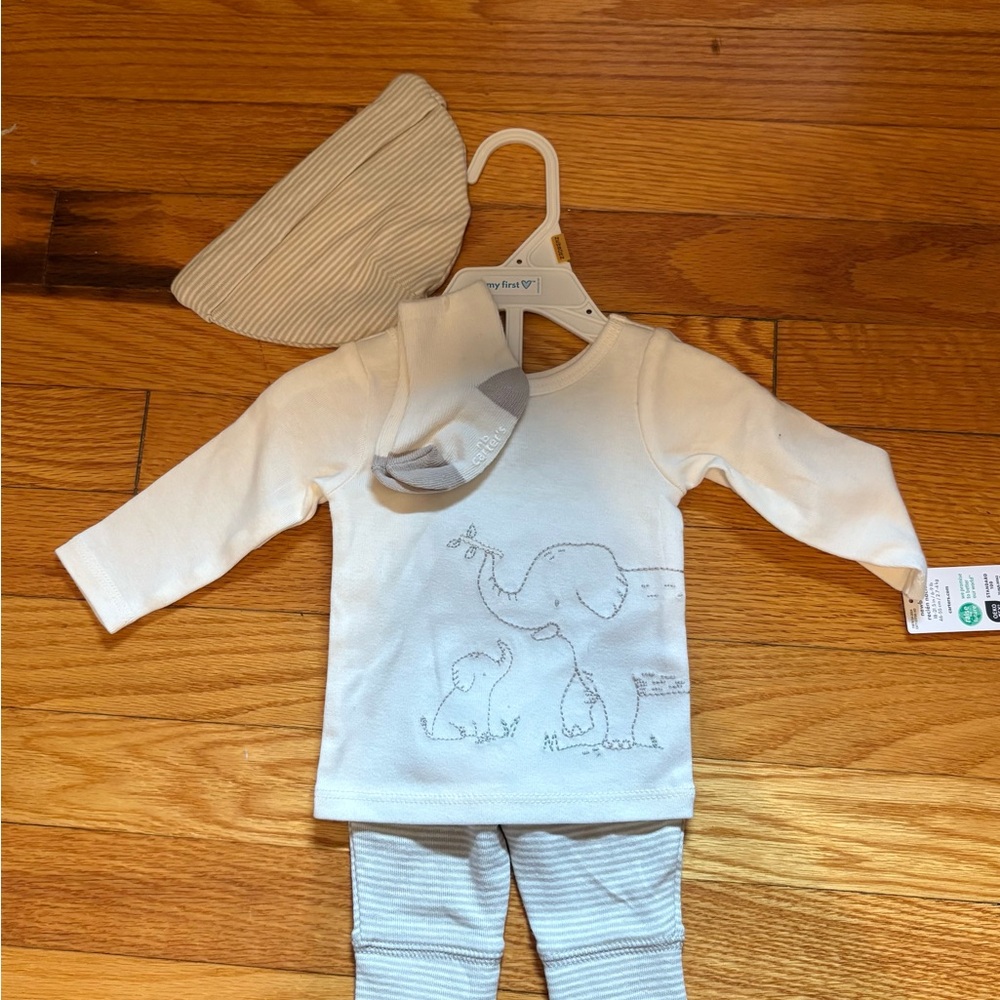 Carters Baby 4-Piece Elephant Outfit Set - Grey/Ivory